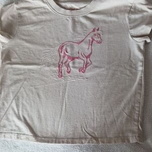 Cat & Jack Cream T-Shirt with Pink Horse Graphic
